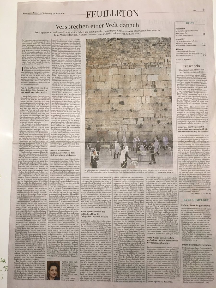 Eva Illouz wrote this remarkable piece for the SZ last week. Unfortunately, it is only available in German.