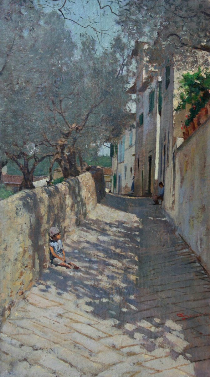 #BellaToscana 🌻 #paintingTuscany Strada alla Capponcina 🎨Telemaco Signorini 🇮🇹 1875 oil on board private collection #macchiatoscana pleasant afternoon everyone