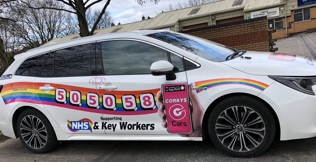 So guys... my 6 yr old niece said “uncle will I’m painting a picture on my window of a rainbow to help the doctors and nurses who look after my skin, so can you please put this on your taxi”. 
So that’s what I did. #NHS #Covid_19 #corkycars