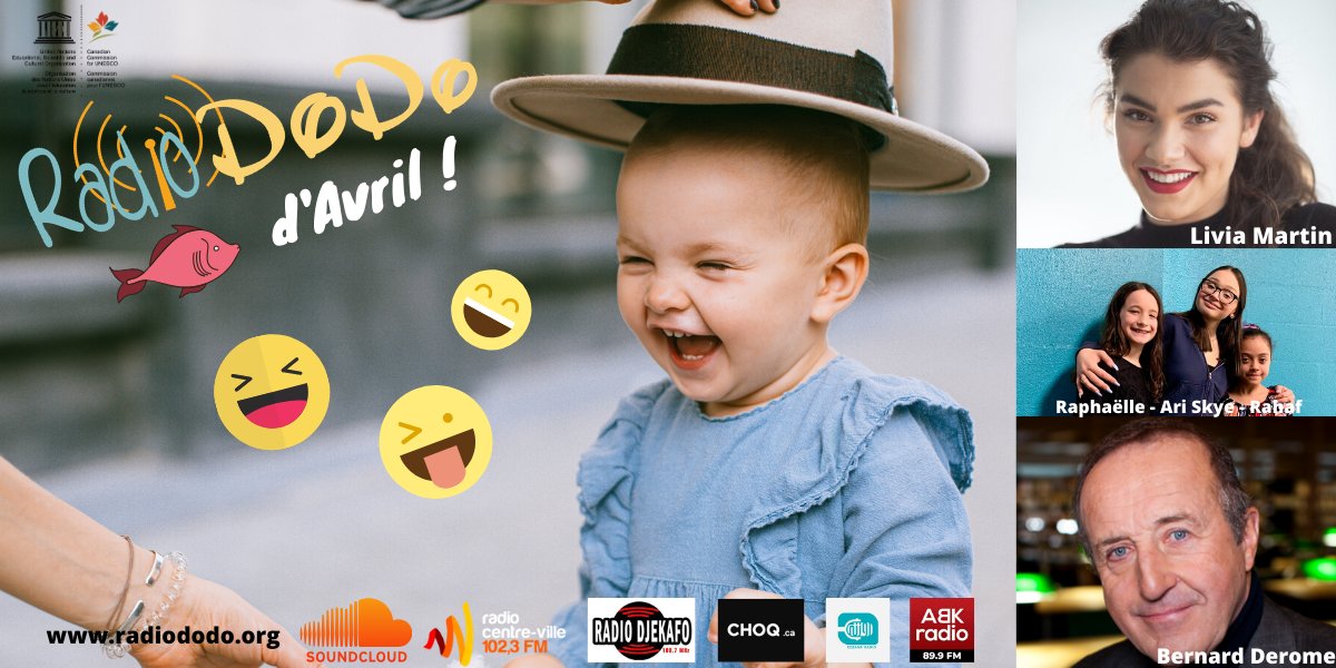 radiododoorg's tweet photo. Ce soir, on rigole ensemble avec Livia Martin, Bernard Derome, Marilie Larocque-Fugère, @ariskyeofficial et bien d'autres !! 

RDV à 19h ! 

#RadioDodo #Kids #Jokes #AprilFools #PoissondAvril https://t.co/7bbLLsg5uA