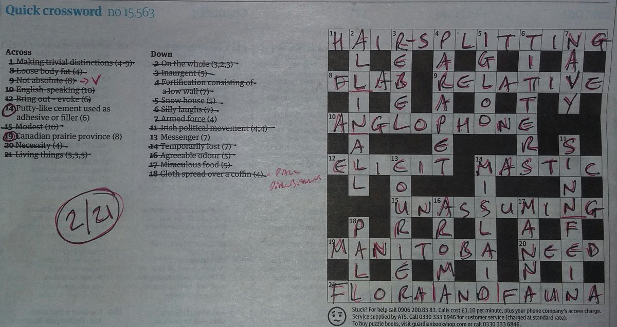 Stewart Killala On Twitter And Wednesday S Crossword Goes Better As We Only Had To Cheat On A Tenth Of The Clues Two Out Of 21 And It Was All Down To Intersecting