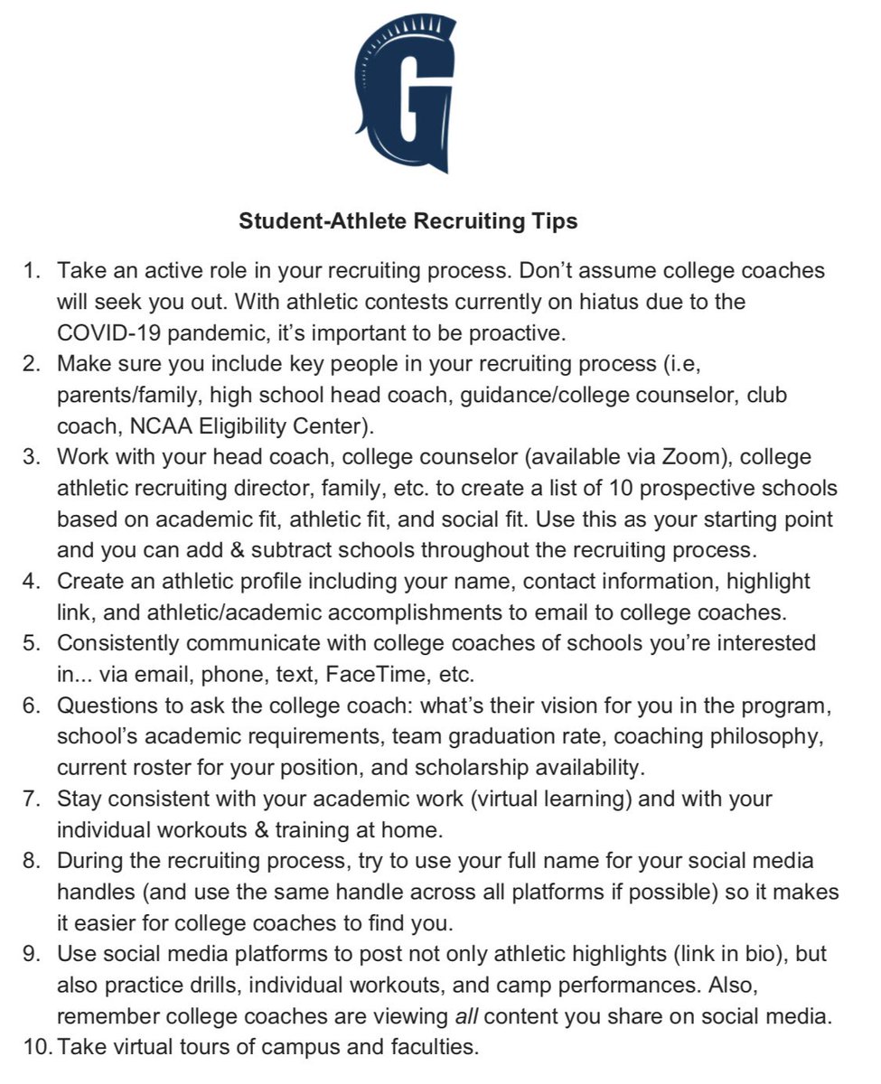 Ira_Childress25's tweet photo. Several student-athletes and parents have reached out asking how to navigate the college athletic recruiting process during the COVID-19 pandemic. Here are some tips, but feel free to let us know if you have any additional questions. https://t.co/eCYf0Rcb17