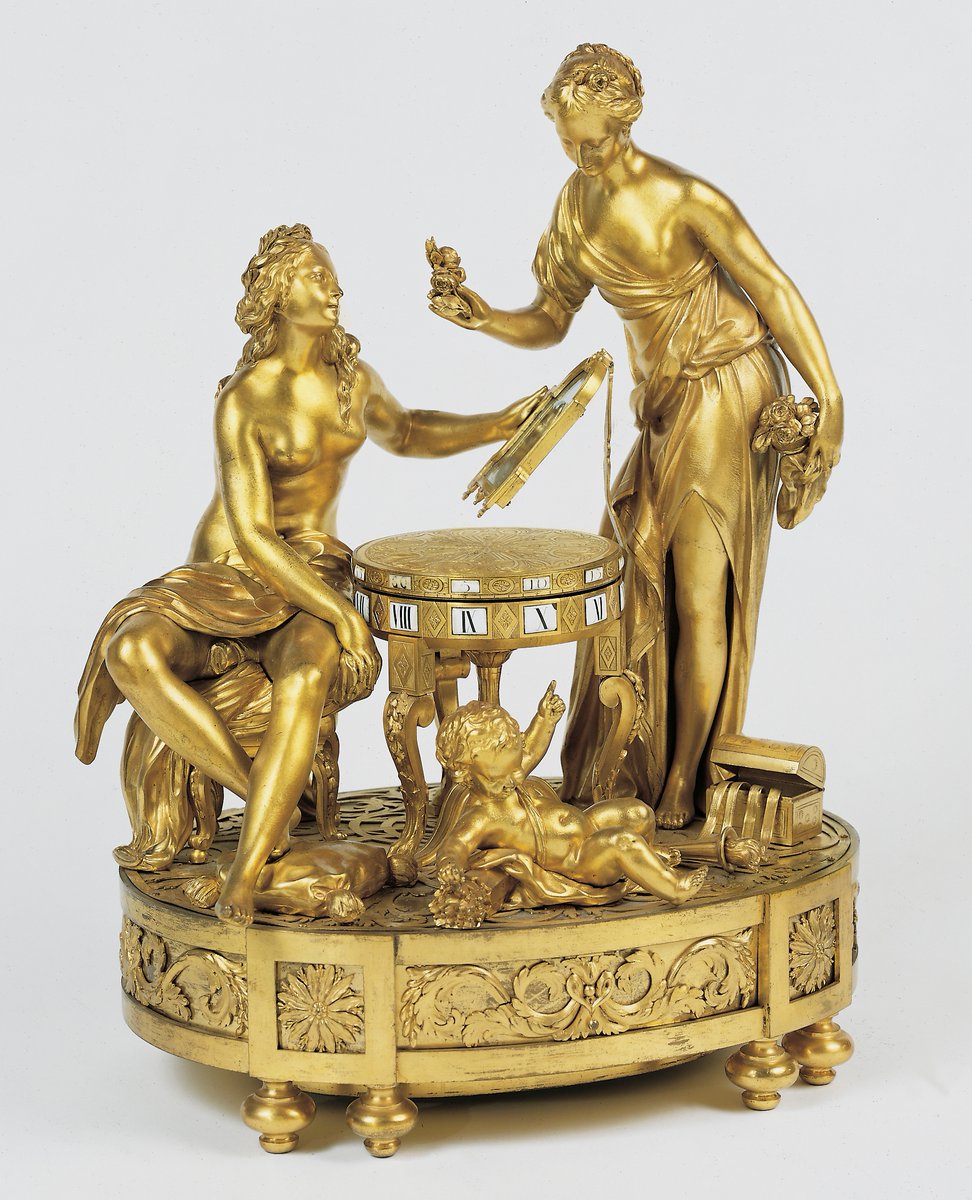 WallaceMuseum's tweet photo. With the #clocksgoingforward, we wanted to share this gilt-bronze mantel clock, attributed to the French sculptor #ÉtienneMauriceFalconet.
Dated c. 1775, this sculptural piece depicts three gilt-bronze figures, representing the morning ritual of the toilet of the goddess #Venus. https://t.co/DNuVqpy6xI