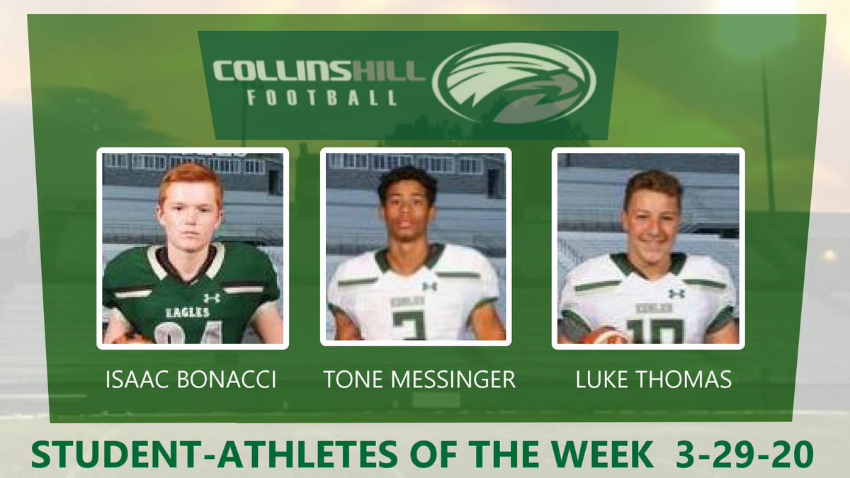 GregoryLenny's tweet photo. As we all go on a much deserved spring break, here is our scholar students athletes of the week for ⁦@CHHSEaglesFB⁩ #TAKETHEWIN https://t.co/Hsotp5c0Xc