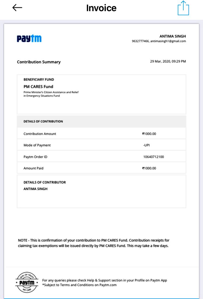 Antima30's tweet photo. @narendramodi @PMCare small contribution from my end. We should win this fight😍Jai Hind !!! We are with you https://t.co/uvAQK4IQKs