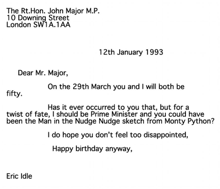 Happy birthday Eric Idle and John Major! 