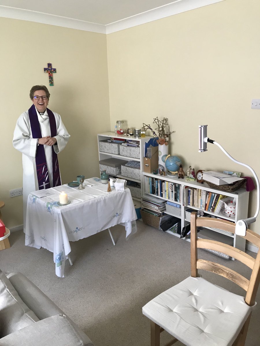 Home studio set up this morning to video Holy Communion from the Greenstead Vicarage! ⁦<a href="/chelmsdio/">Chelmsford Diocese</a>⁩ ⁦@bishcolchester⁩ ⁦<a href="/churchofengland/">The Church of England</a>⁩ #worshipfromhome