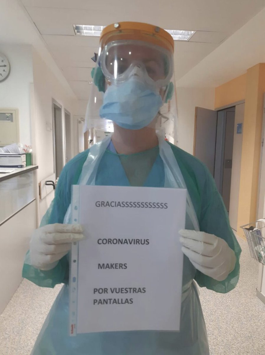 Los #Sanitarios nos dan las gracias por las viseras para prevenir el #COVID19 . Gracias a vosotros. Sois nuestros #heroes.
#JuntosSaldremosAdelante 
#JuntosLoConseguiremos