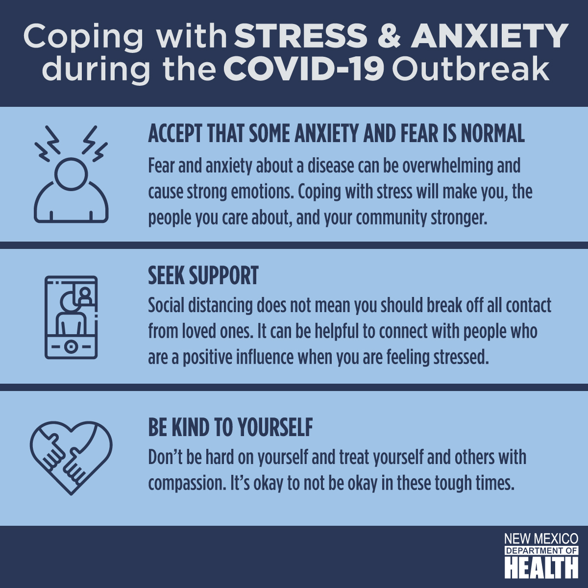 NMDOH's tweet photo. Coping with stress and anxiety during COVID-19. https://t.co/2qgwCY6zLN