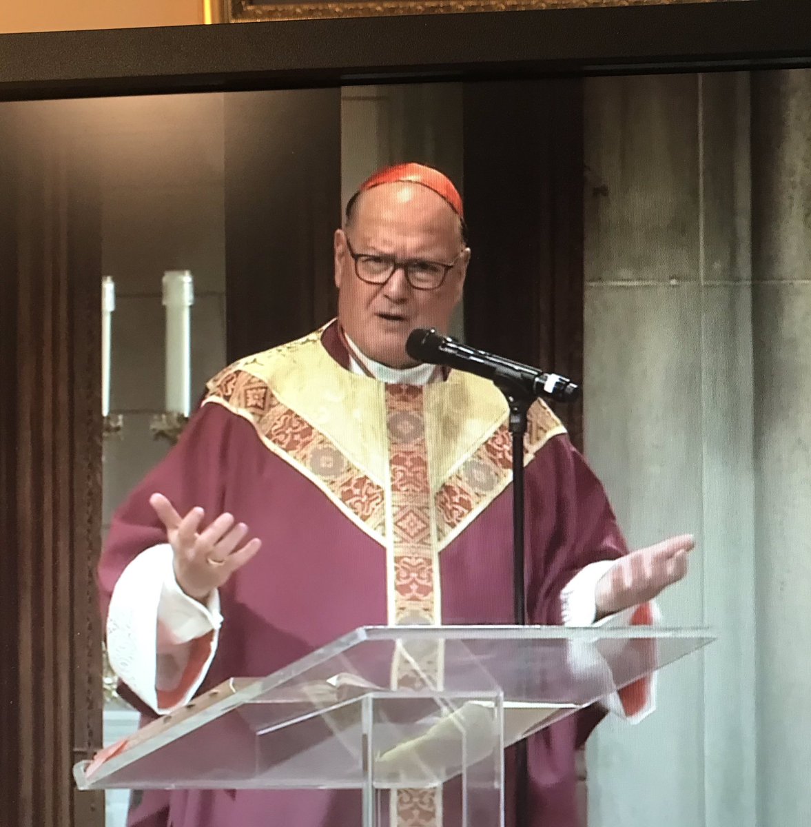 We ‘went to Mass’ virtually today with long-time family friend  <a href="/CardinalDolan/">Cardinal Dolan</a> at St. Patrick’s Cathedral in NY. He started the service saying, “We miss you”.  Yes, Cardinal, we all miss each other, wherever we are. And yet, God still binds us together, and all will be well.