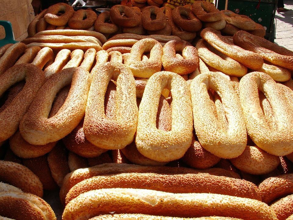 Kaak elquds كعك القدس is a special type of bread cooked in the city of Jerusalem. You can find people selling it at every corner in the city.