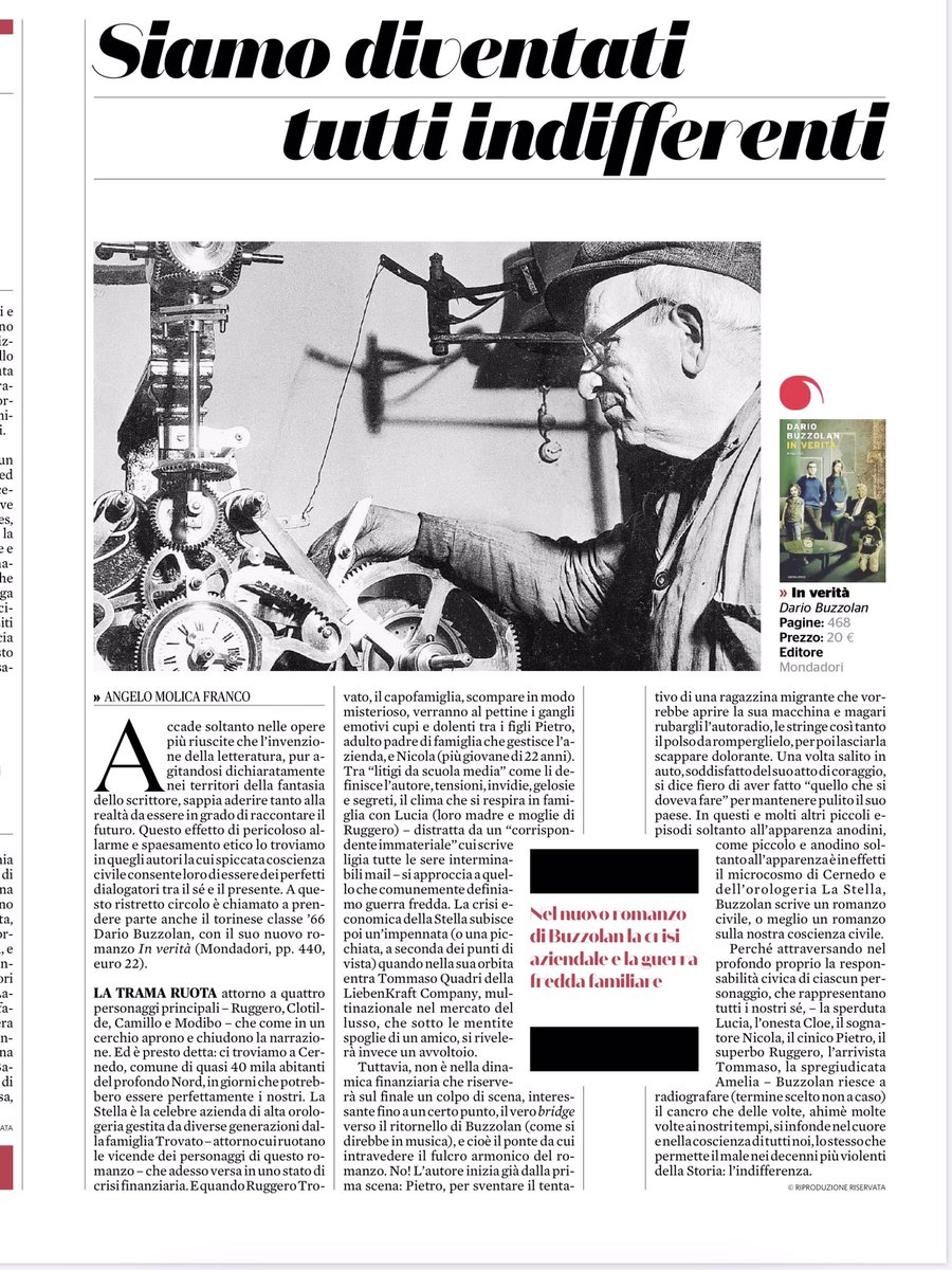 dariobuzzolan's tweet photo. Un po’ di recensioni di #Inverità : grazie a @La_Lettura @TuttoLibri @ilvenerdi @fattoquotidiano   @Librimondadori https://t.co/jSGLIzGuHB