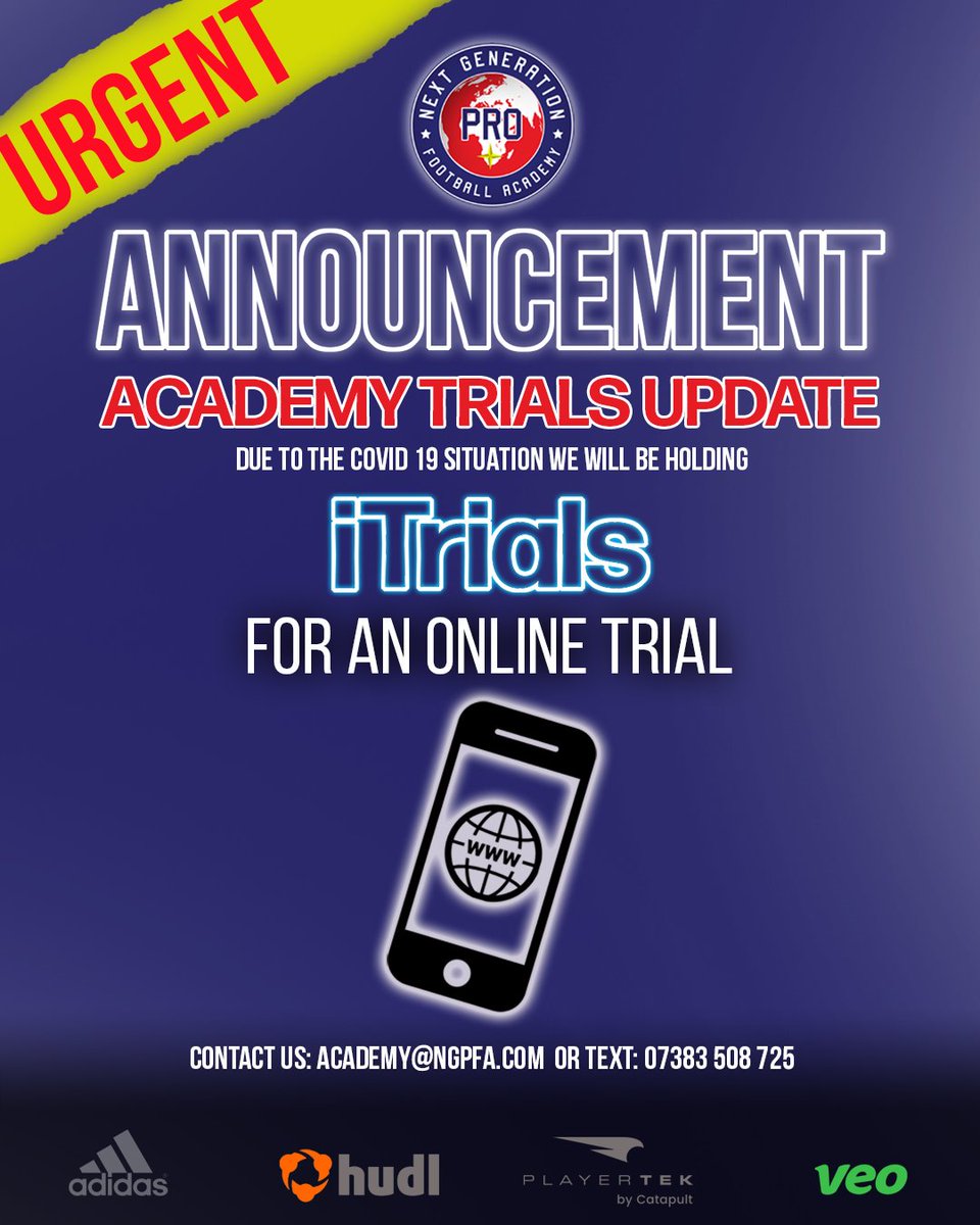 coachdannylee's tweet photo. Interested in an iTrial for a full time football education programme? DM @NextGenProFA or email academy@ngpfa.com for details

#footballtrials #football #footballlondon #footballandeducation #veo #adidas #Playertek #hudl #uclan #stanmore #jbec #Covid_19 #StayAtHomeAndStaySafe https://t.co/niEkFUgBaJ