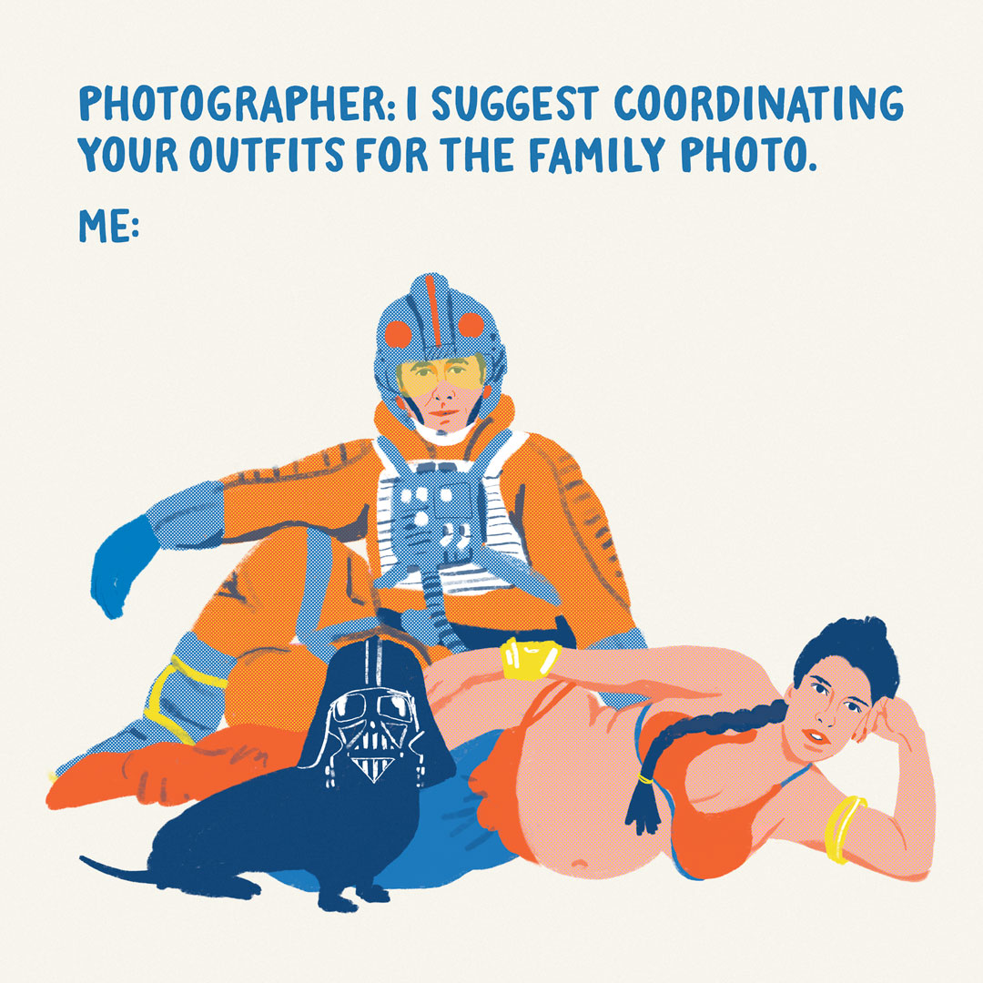 Family portrait for the nursery. Technically, it's a little problematic because this would make my dog my dad and my husband my brother.⁣
⁣
#StarWars  #LukeSkywalker #princessleia  #DarthVader  #familyportrait
