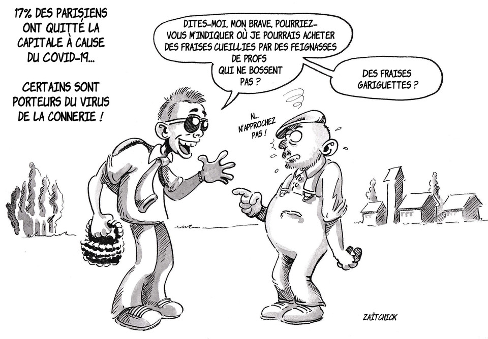 BlaguesDessins's tweet photo. Le #DessinDePresse de Zaïtchick : Le sous-doué aux champs
Retrouvez Zaïtchick : https://t.co/j2fHwS2jgp
#DessinDeZaitchick #ActuDeZaitchick #Humour #Coronavirus #Covid19 #ResteChezToi #Confinement #SibethNdiaye #FraisesGariguettes #EnseignantsFainéants #Paris #ExodeParisien https://t.co/P7Ytpfg9E8