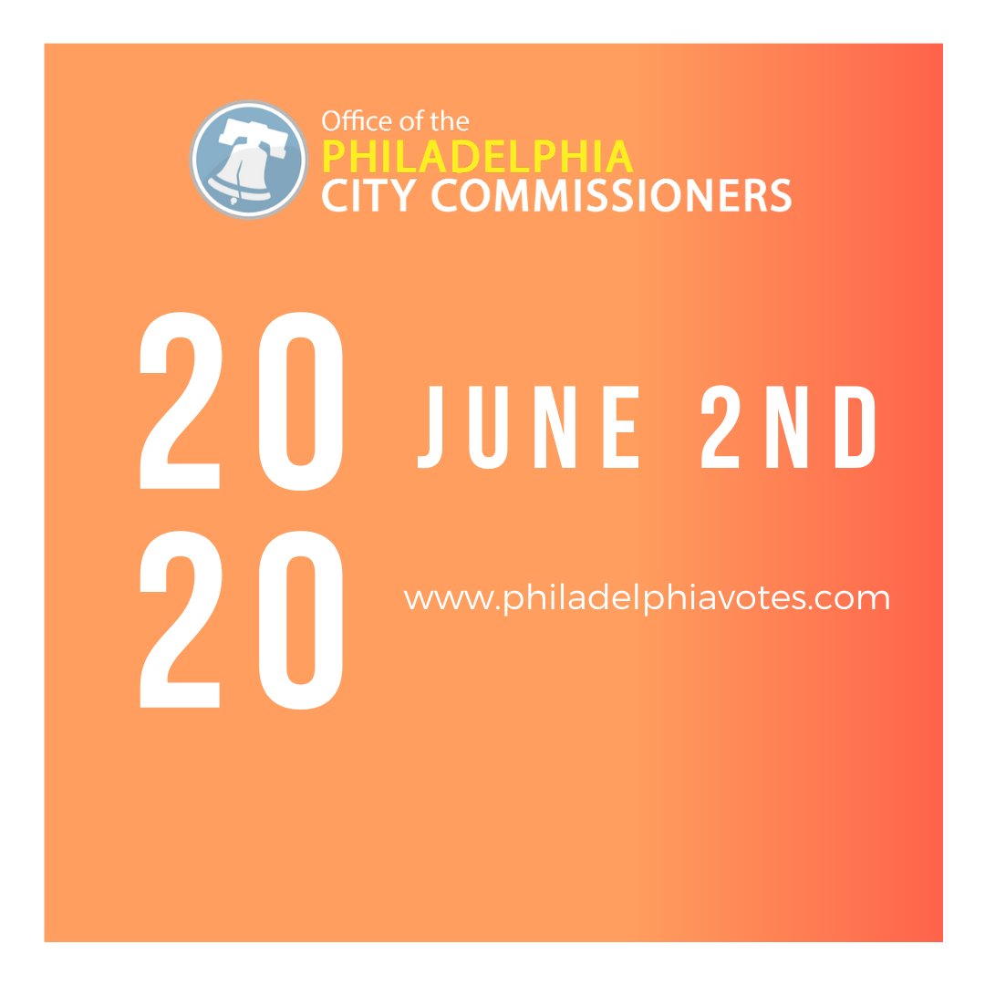 PhillyVotes's tweet photo. Election Day has been moved to June 2nd, 2020. Make note of this change, and make a plan to vote. https://t.co/HeMqLWQlDH