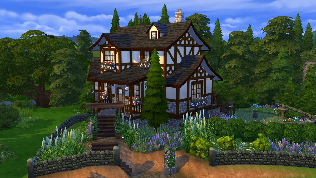 MrsTomato1018's tweet photo. I posted this last night on the gallery, but here's my finished house for the #SadSimsieShell challenge! It's called Alpine Alpa, and it's a 2 bed/2 bath family home. No CC, only GT & ROM are used. Origin ID: MrsTomato1018 🏔️https://t.co/MFIosDriwN #TheSims4 #ShowUsYourBuilds https://t.co/b78EqNEldL