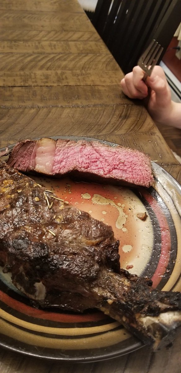 Since the steakhouse is closed, we opted for tomahawks at home.  Another perfect cook, low and slow reverse sear <a href="/MEATERmade/">MEATER</a>