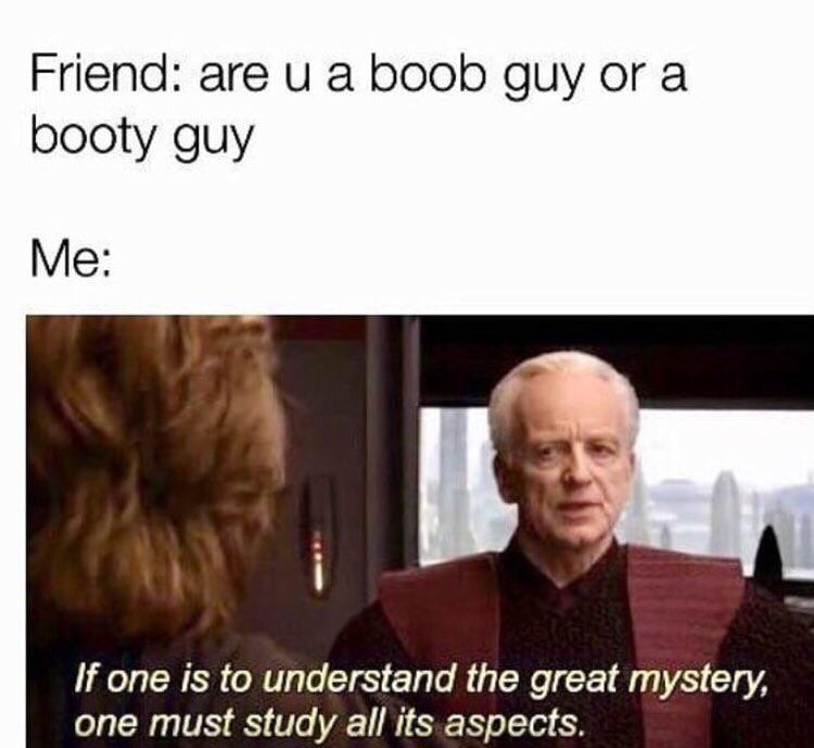 Prequel Memes on X: are u a boob guy or a booty guy? Yes    / X