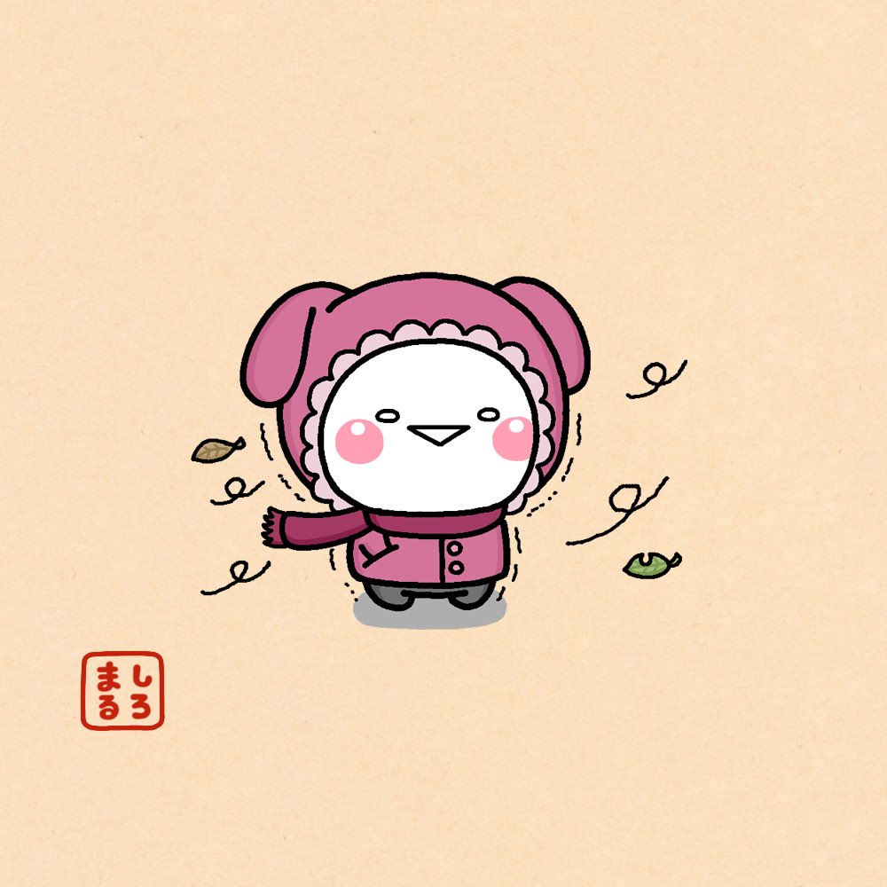 no humans leaf scarf solo simple background blush stickers pink coat  illustration images