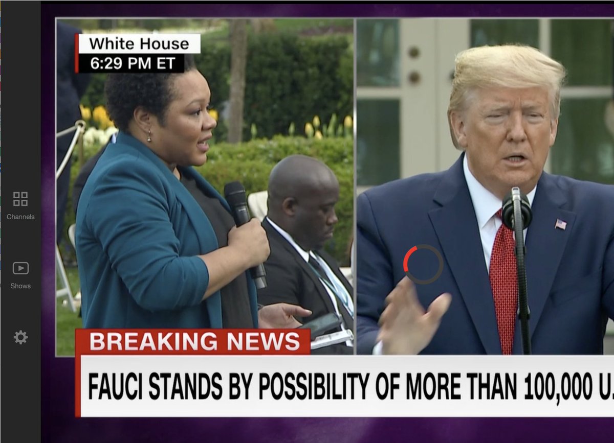 vineandlight's tweet photo. @cnnbrk can someone explain why the White House is having reporters pass around the same microphone with bare hands? whoever made this decision is hopefully not speaking into our crisis response policy... https://t.co/nBcwTAS6Q1