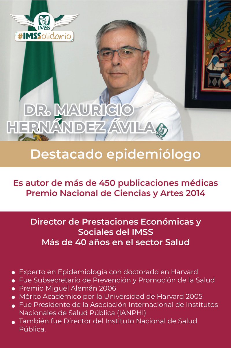 Tu_IMSS's tweet photo. El Director de Prestaciones Económicas y Sociales del #IMSS, Dr. Mauricio Hernández, es uno de los epidemiólogos más reconocidos de México y colabora en el desarrollo de estrategias de atención a la contingencia #COVID19

#FamiliaIMSS #MéxicoUnido #Coronavirus #SanaDistancia https://t.co/Qu82BEJchm