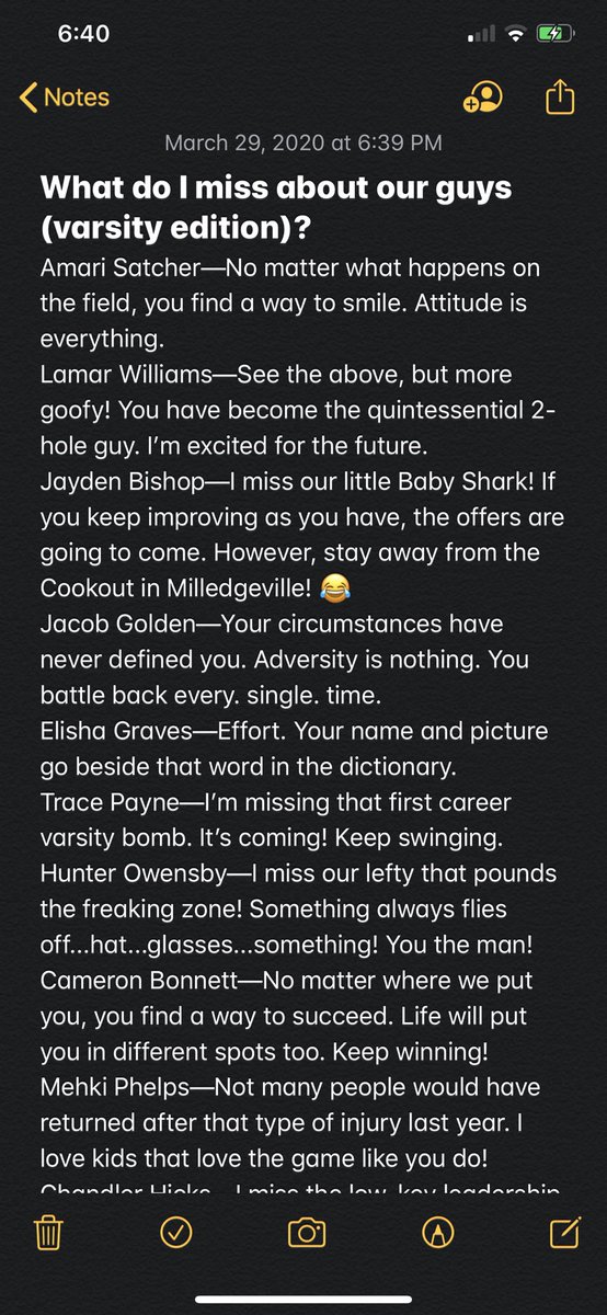 jahughes21's tweet photo. This was inspired by @CoachPou at Sandy Creek. Every word below is true. Coaches...I encourage you to find and express what YOU miss about your guys. For my @TheCoveBaseball varsity guys, here’s my take on the #WhatDoYouMissChallenge! (JV/C will come later) https://t.co/fX5JebaPjq