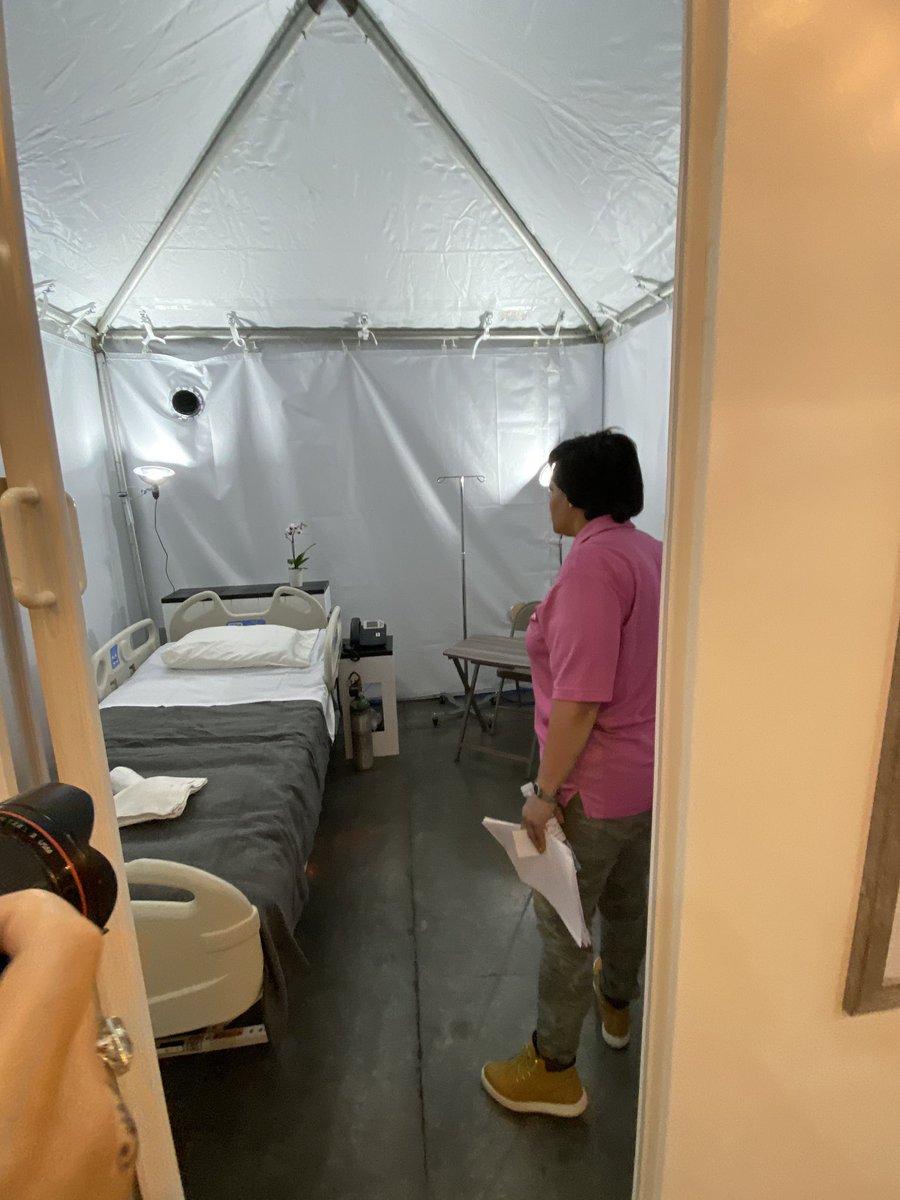 mayorcantrell's tweet photo. Today, @LouisianaGov and I toured the medical surge buildout at the Convention Center. These 1,000 beds will free up ICU space at hospitals needed for the most critically ill, with additional capacity if needed. No walk-up admission—patients will arrive from hospitals. https://t.co/k8fz4ywv5J