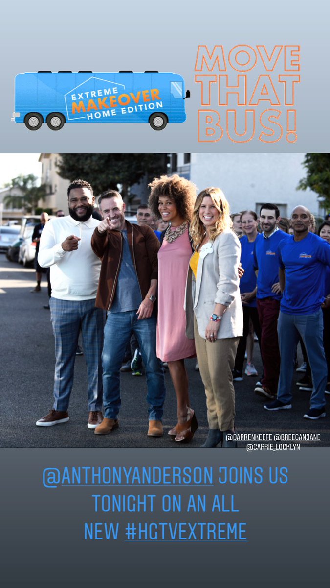 CarrieLocklyn's tweet photo. All new #hgtvextreme tonight 8pm/7C the one and only @anthonyanderson joins us @hgtv @extremehome https://t.co/uMIBTqnPm2