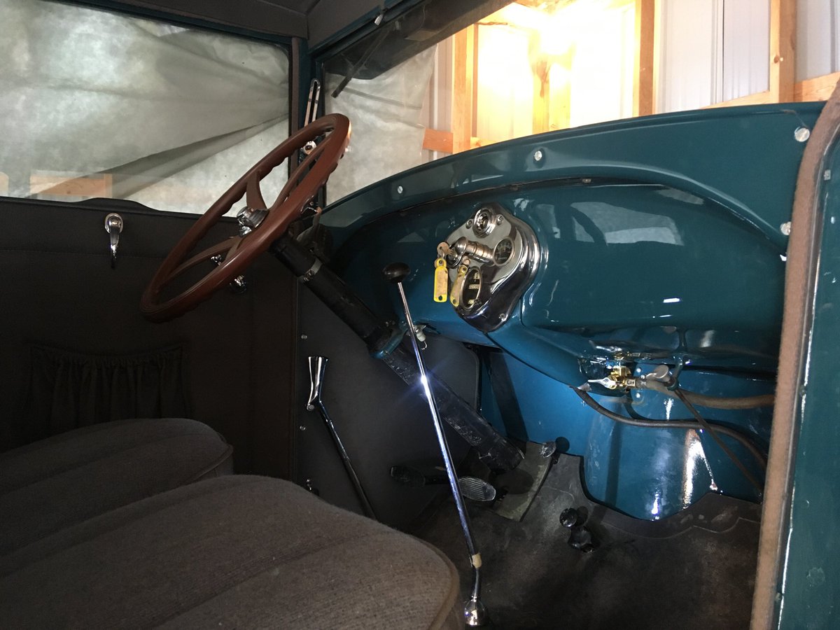bpsattler's tweet photo. Gorgeous  day to do some cleaning and TLC on Grampa and Grandma’s restored ‘28 Ford Model A https://t.co/DKThKmL5wW