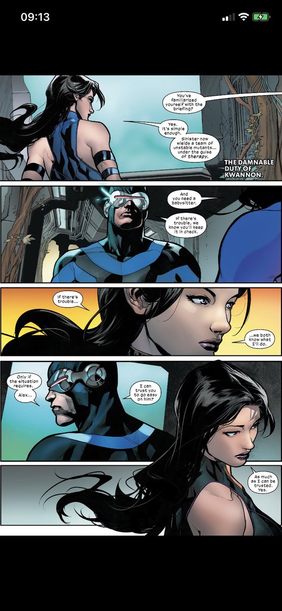 Cyclops asks Kwannon if she could join Sinister’s Hellions to keep them in check. Specially his brother, Alex. Psylocke enters as the team’s battlefield leader!