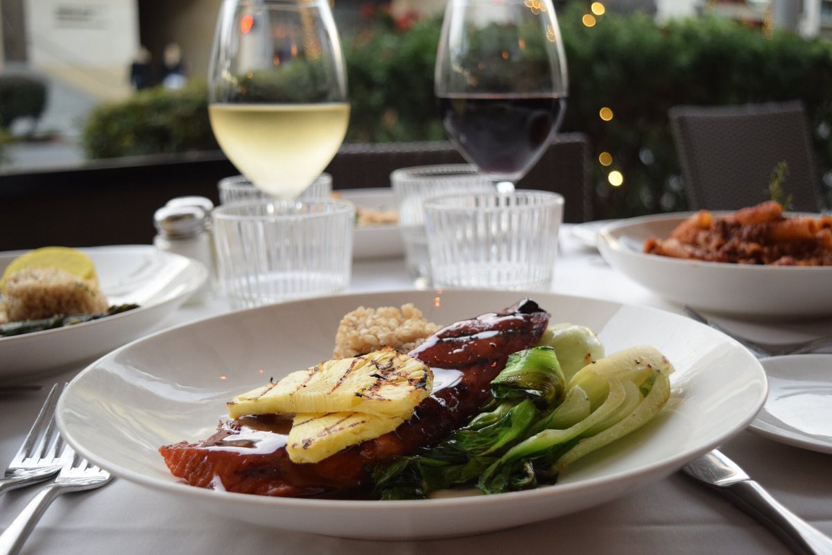Dinner special tonight! King Ora Grilled Teriyaki Salmon with market vegetables and organic brown rice. $29 per serving.

Add a bottle of Pinot Noir or Pinot Grigio for an additional $30 🍷

#sustainablefood