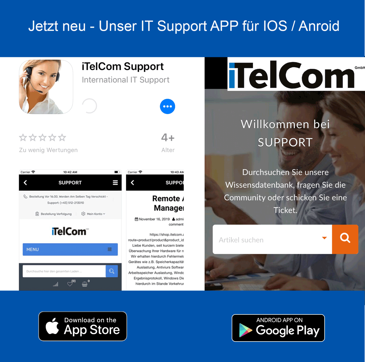 ItelcomG's tweet image. Der einfachste und schnellste Computer-Support nun auch mit APP für IOS  und Android.  Wissensdatenbank - Kundenforum - Ticket erstellen - WhatsAppChat -  OnlineShop.
IOS: apps.apple.com/au/app/itelcom…… 
Android: play.google.com/store/apps/det……
#ITSupport #Computerhilfe #Remotehelpdesk #ios