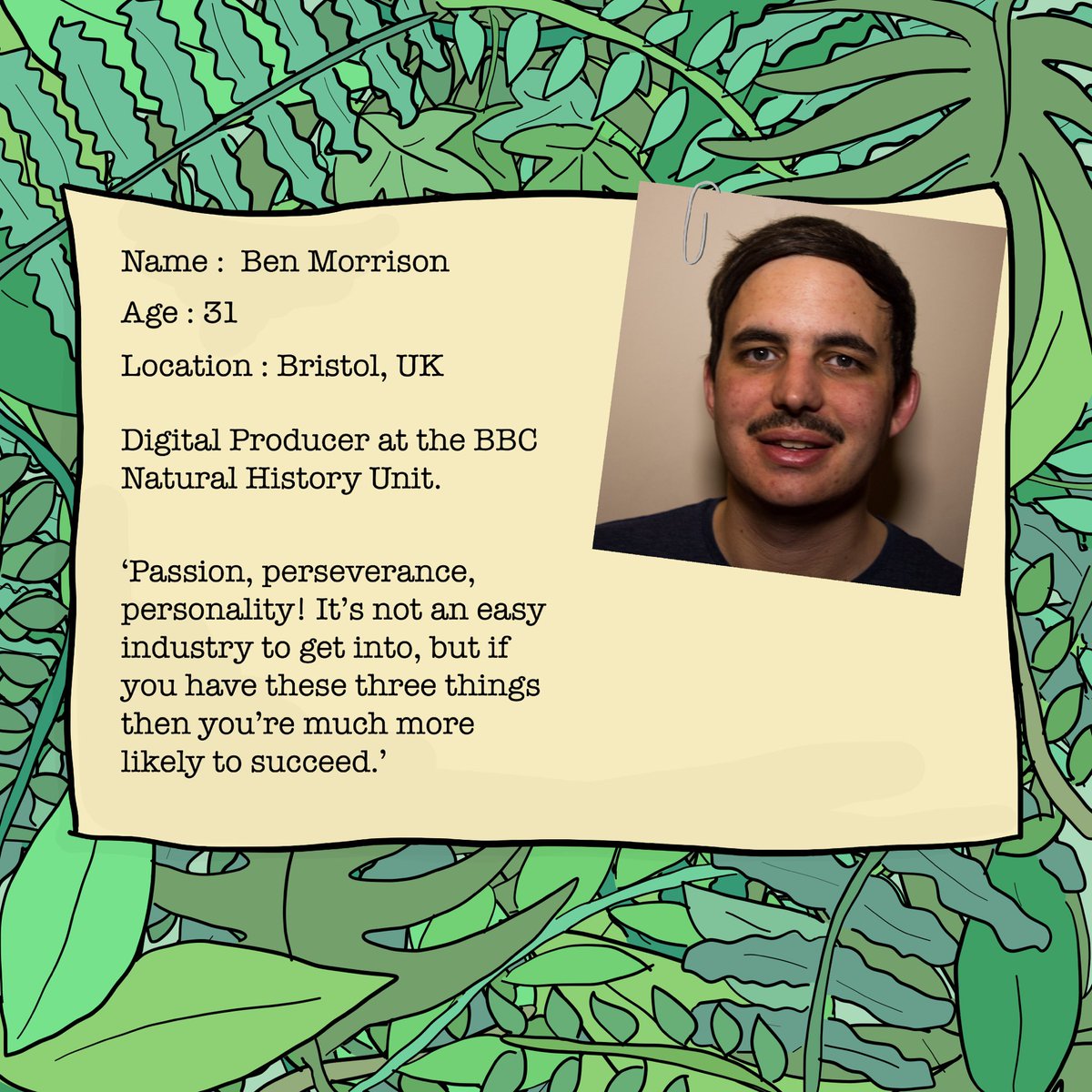 buttonandsquirt's tweet photo. The new working with #wildlife #blog is now live. This time we meet @CalloftheWild13 a digital producer at @BBCStudiosDgtl natural history unit. Learn about what he does, how he got there and who inspires him. Read it here https://t.co/AggK6FSa6c @BBCEarth @BBCSpringwatch https://t.co/KucmWNblSw