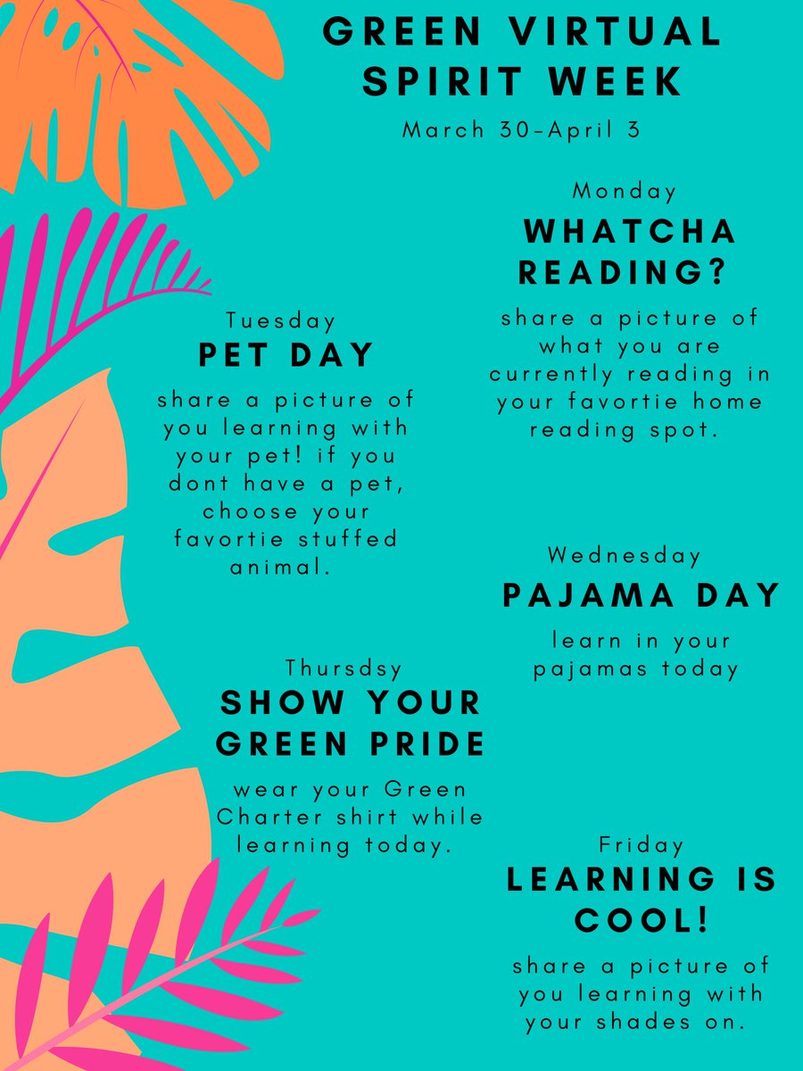 CharterGreen's tweet photo. #GCOM #GCOMVirtualSpiritWeek Share your pics below or email them to tcameron@scgreencharter.org for the yearbook!! https://t.co/hkjguivYc0