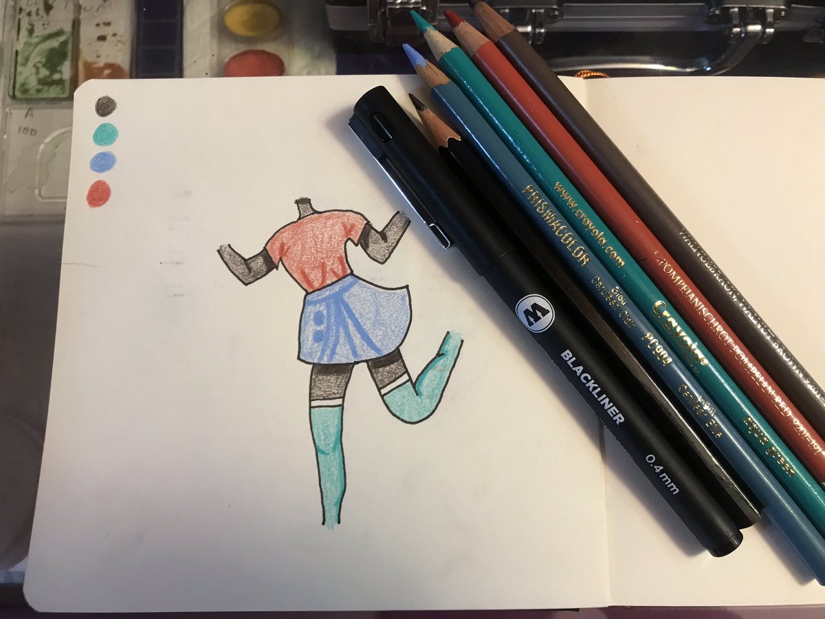 day 13, march 29th: finally an original drawing with no references! a did a   #fourcolorchallenge where you pick four colors at random and see what you can create