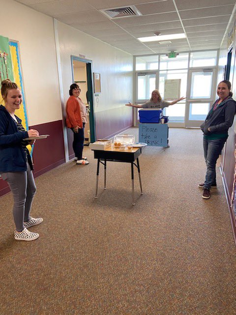 DVESdiamondback's tweet photo. Congratulations for successfully making it through Week 1 of online learning with your children at home! Here are some pictures of how our staff made it through the first week here at school! We sure do miss our students! We hope you and your families are doing well! https://t.co/cJgK6EohSX