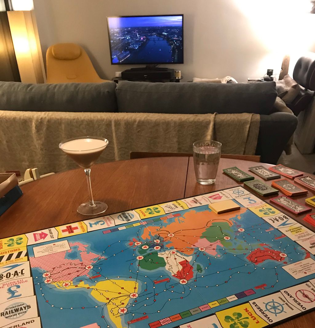 chairworkshop's tweet photo. We can’t travel anywhere at the moment so it’s time for board games and cocktails!
.
I’ve never played go before but it is ‘The International Travel Game’.
.
Here we go!
#quarantinegame #quaratinecocktail #saltedcaramelmartini https://t.co/0GXyoCkd92