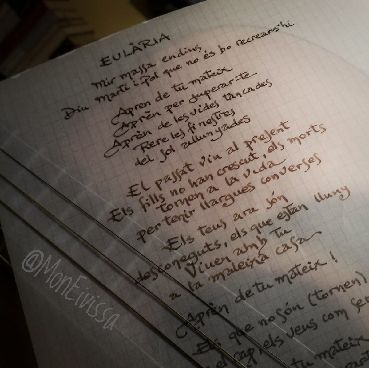 MonEivissa's tweet photo. Avui, na Iolanda Bonet m'ha recordat aquest poema que vaig musicar per "Un tast d'ones"....
https://t.co/QQohqrvjaN
Moltes gràcies, Iolanda, per prestar-me el teu talent!
@iolandabonet
#Eulària
#UnTast https://t.co/Dp3hXHeSoH