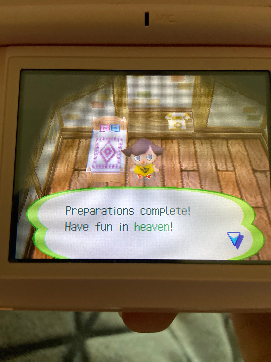 alimartus's tweet photo. When I was little playing animal crossing I thought it would be witty to name my town “Heaven” just so I could see this pop up in my screen. 🤦🏻‍♀️ https://t.co/5STTP7hmUS