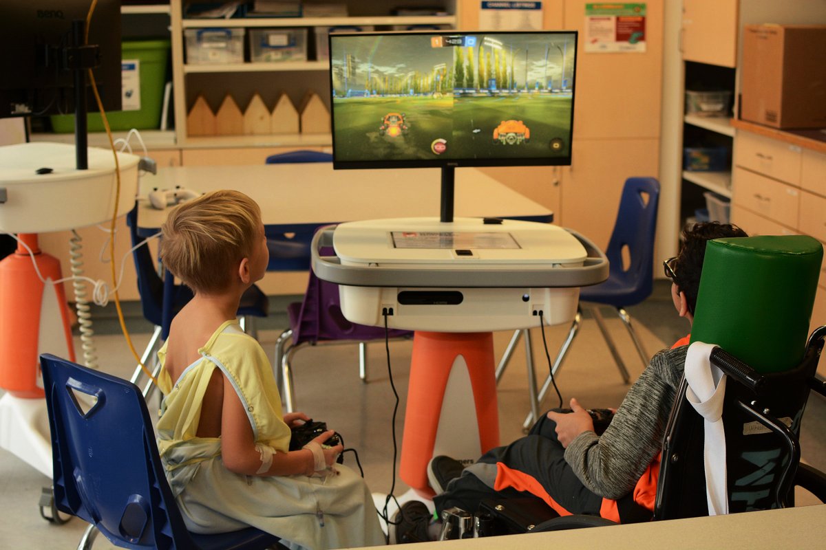 GamersOutreach's tweet photo. What does it mean to build a GO Kart? 👷 

Sometimes a GO Kart may be shared among patients. 🤝 

Other days it may be stationed in a playroom. 👾 

On average, we estimate a single unit supports 6 - 8 play sessions each day. 🎮

That could be as many as 2,920 kids each year! 😮 https://t.co/Wf3kb5I2dv
