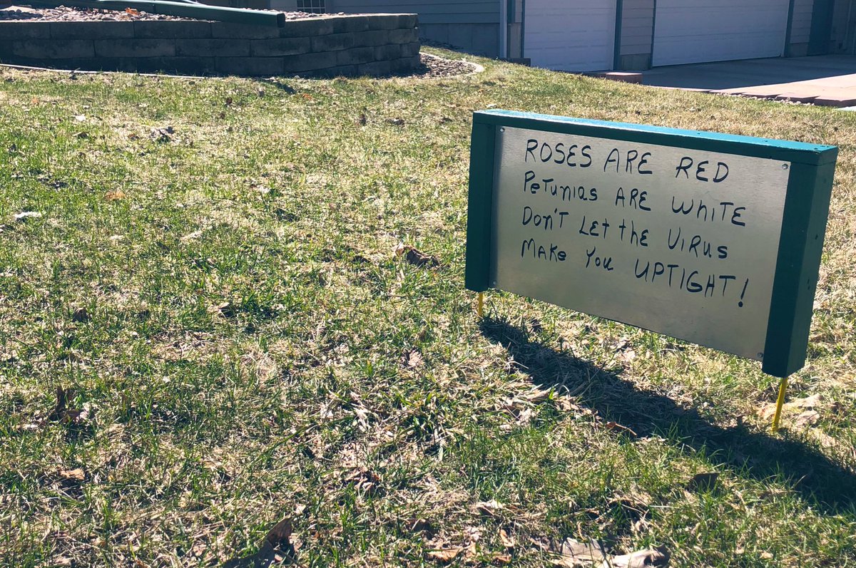 KristinaJWithaK's tweet photo. Hey @paultenhaken, thoughts on hosting a front-yard poetry contest next? My neighbor already kicked it off! https://t.co/ozjGWWhWJS