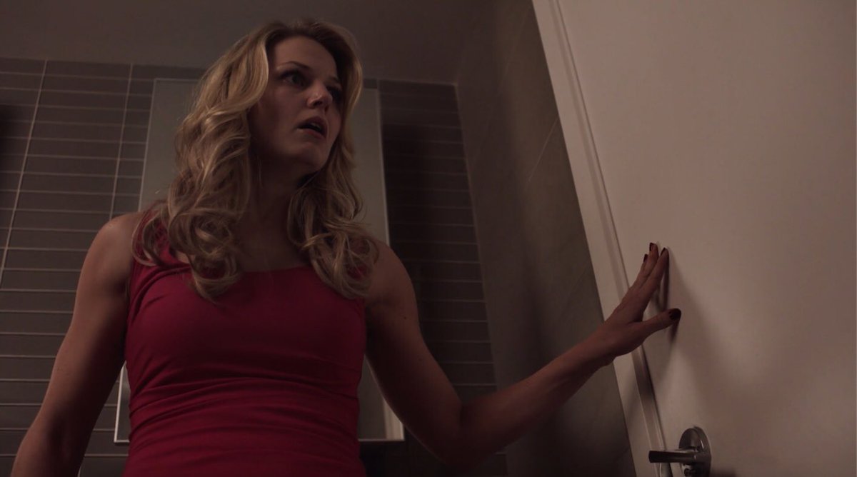 a child shows up at her door and what does emma do? hides in the bathroom. okay.