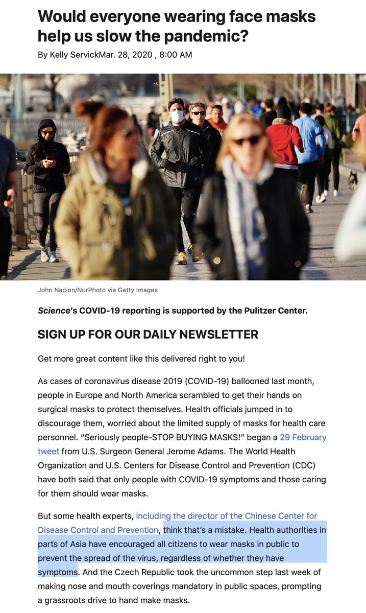 EricTopol's tweet image. The emerging consensus of #Masks4All (despite @WHO 
 who.int/emergencies/di… and @CDCgov)
washingtonpost.com/outlook/2020/0… by @jeremyphoward @PostOpinions 
sciencemag.org/news/2020/03/n… by @sciencecohen 
sciencemag.org/news/2020/03/w… by @KellyServick @NewsfromScience @ScienceMagazine