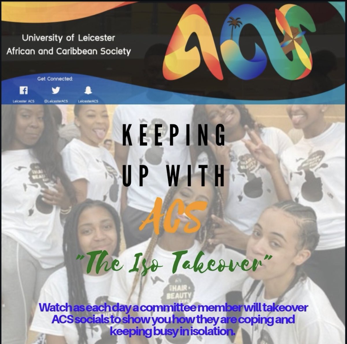 LEICESTERACS's tweet photo. ‼️KEEPING UP WITH ACS‼️

Stay tuned with your favourite ACS because everyday this week we’ll be showing you how we’re coping with the quarantine 🤪🤪

Make sure you’re following all our socials ❤️

Snap: leicesteracs
Insta: lei.acs https://t.co/y1oq0cT0Gg