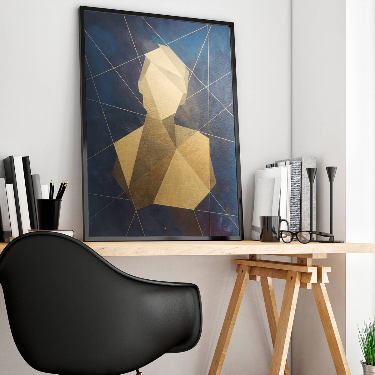 'Golden Boy' 50x70 Acrylic/Canvas

#gold #golden #boy #acrylic #canvas #abstract #lines #geometricpainting #geometricart #triangles #zlato #akril #platno #slika #umetnickeslike #stayhome #stayathome #blue #dark