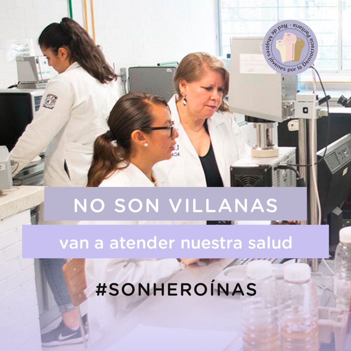 rmujeresjovenes's tweet photo. Tras la discriminaciones y agresiones que han recibido las #Medicas y las #Enfermeras durante esta contingencia...

Les decimos fuerte y claro: NO SON VILLANAS, SON #HEROÍNAS 

@Tu_IMSS
@imssjalcontigo 
@HospitalCivil
@ISSSTE_mx https://t.co/xUjFm0ArQl