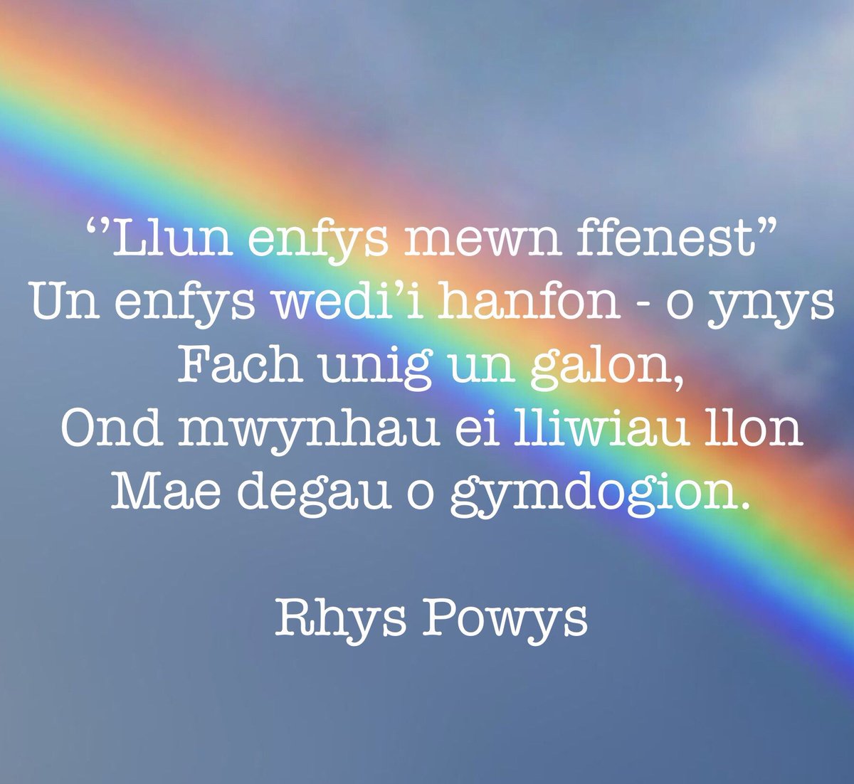 Englyn hyfryd gan Rhys Powys 👏🏻🌈