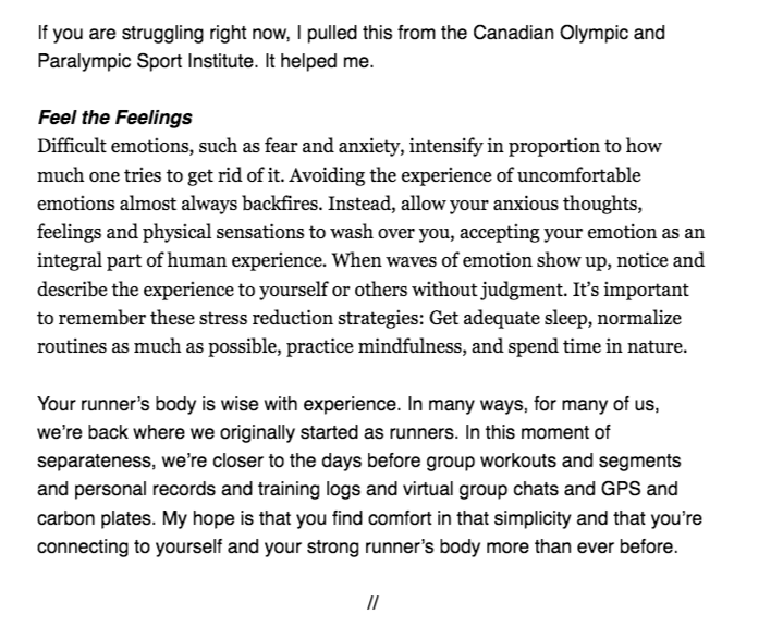 ChrisChavez's tweet photo. “This note is for you … and your heart, your mind, and your body. A note to help you reset."

My coach @atrueworld emailed this to our @BKLYNTrackClub team recently but it’s totally worth sharing with the masses because you never know who needs to hear this. https://t.co/vV3VZHSeWD