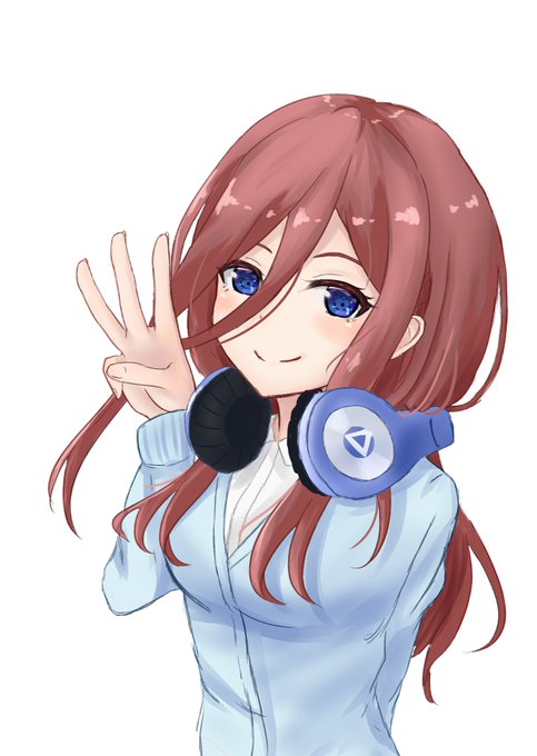 菊の棘さんがTwitterに投稿した中野三玖(五等分の花嫁)のイラスト。